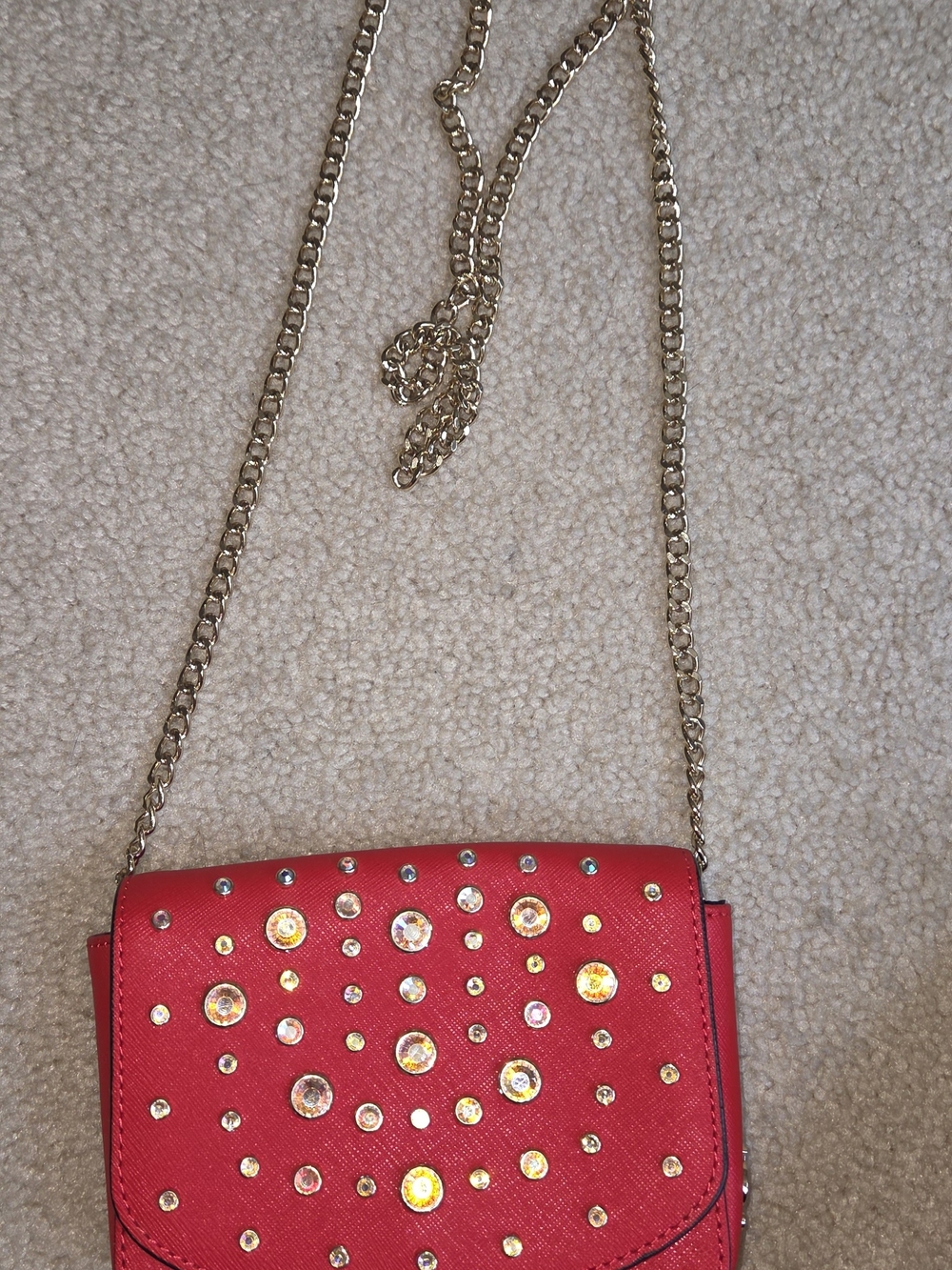 Juicy Couture Red Embellished Chain Crossbody Bag
